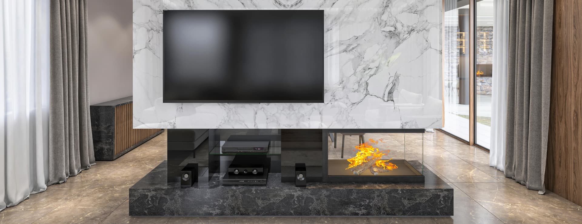 Media Walls can also be part of a more open plan living space