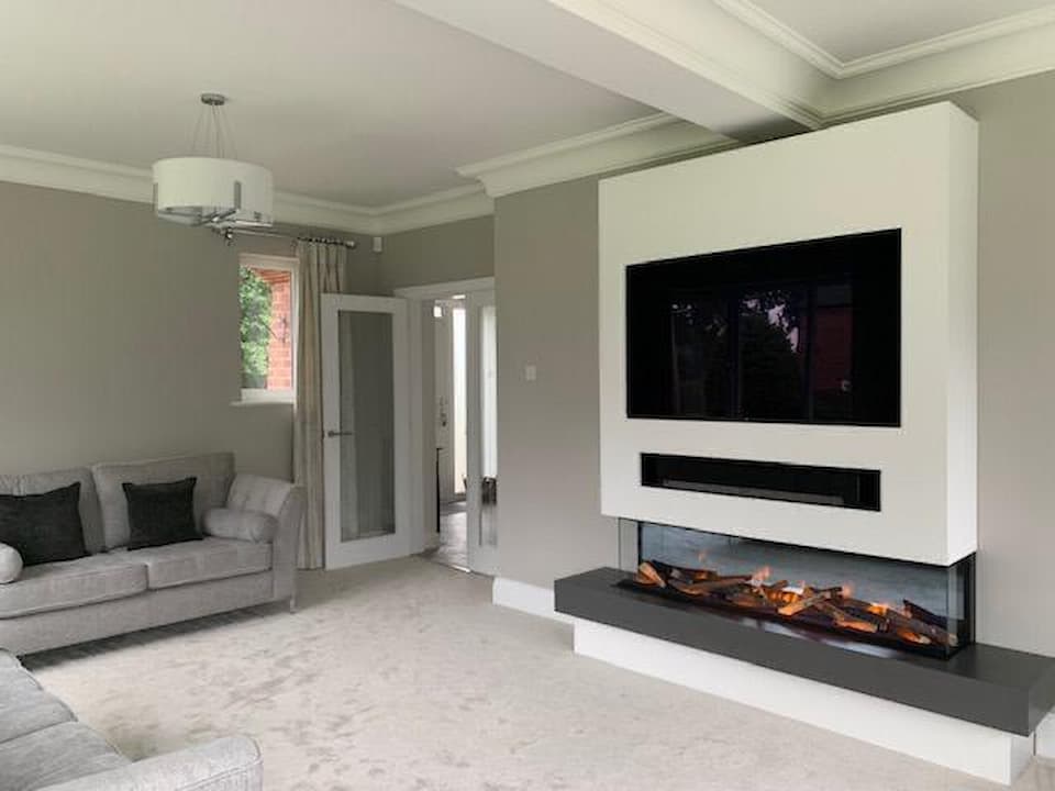 Chimney breast media wall with plinth