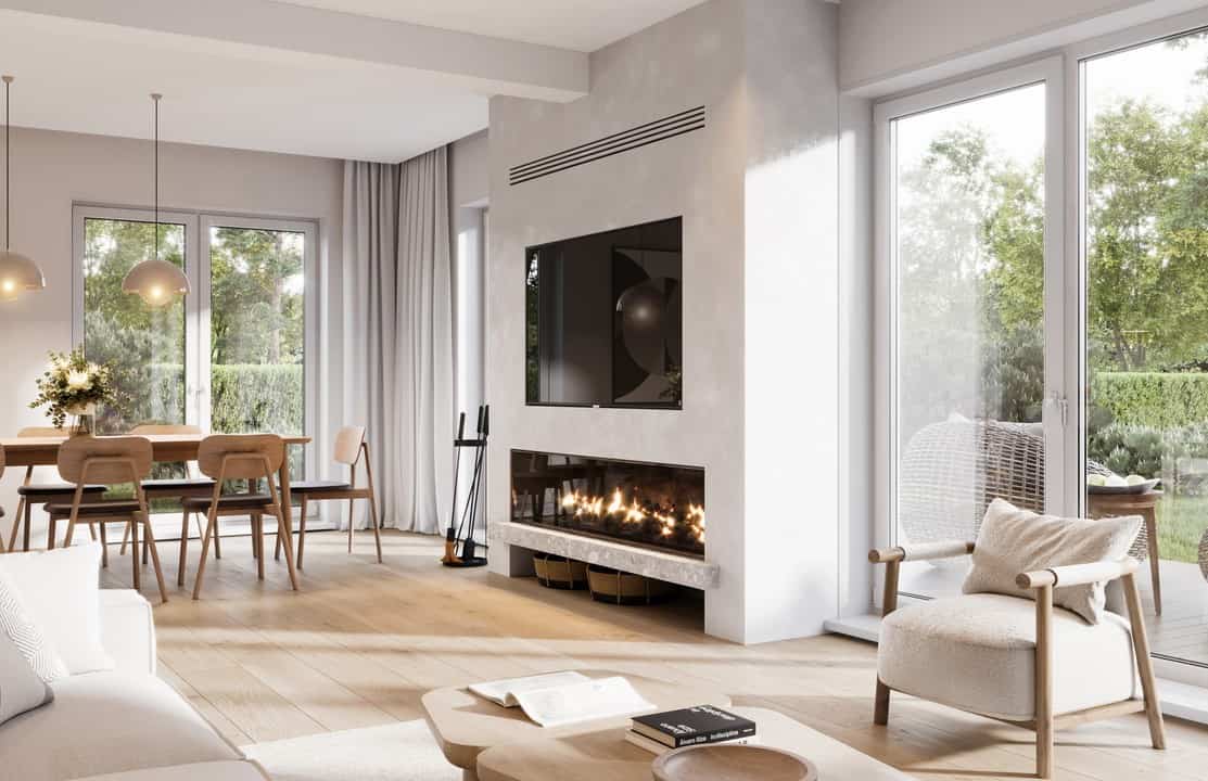 Gas fire media wall