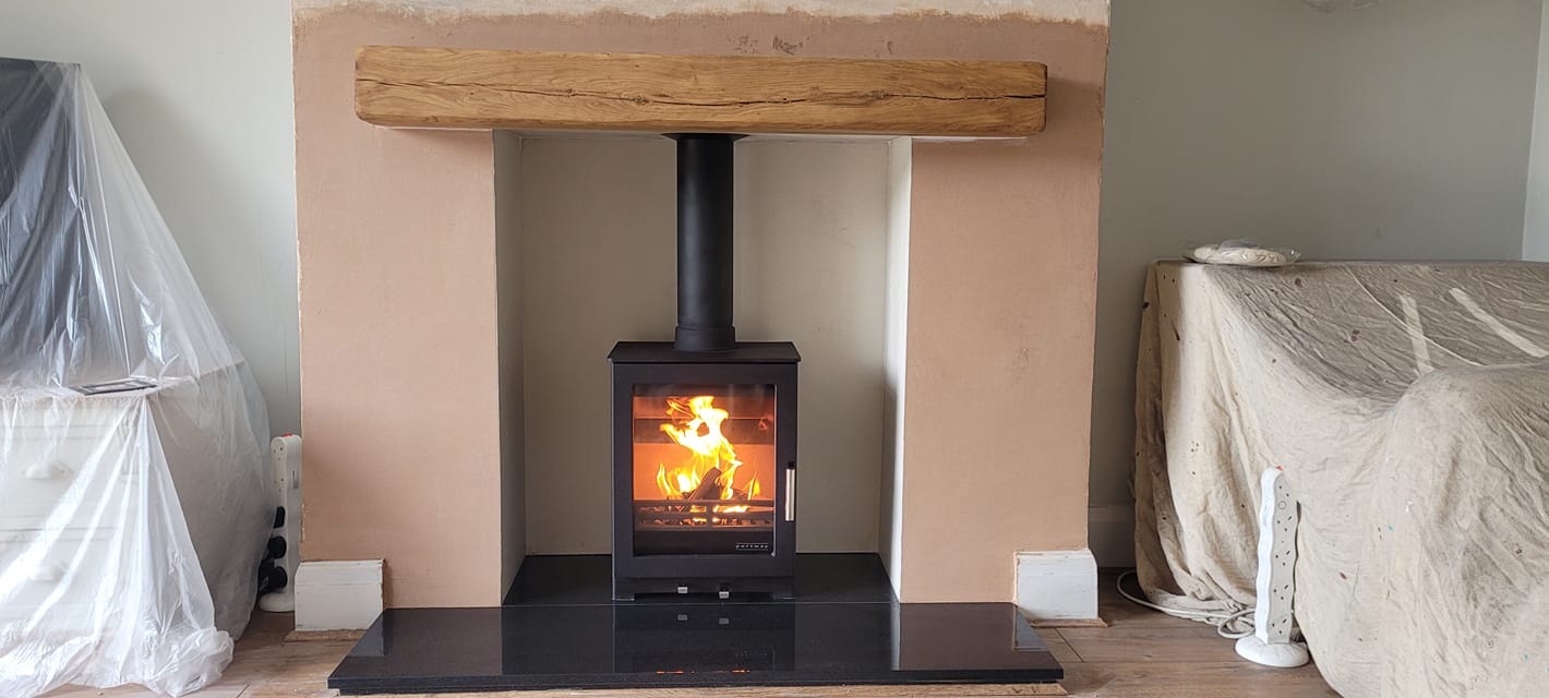 No chimney log burner