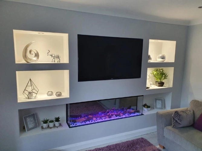 finished media wall build