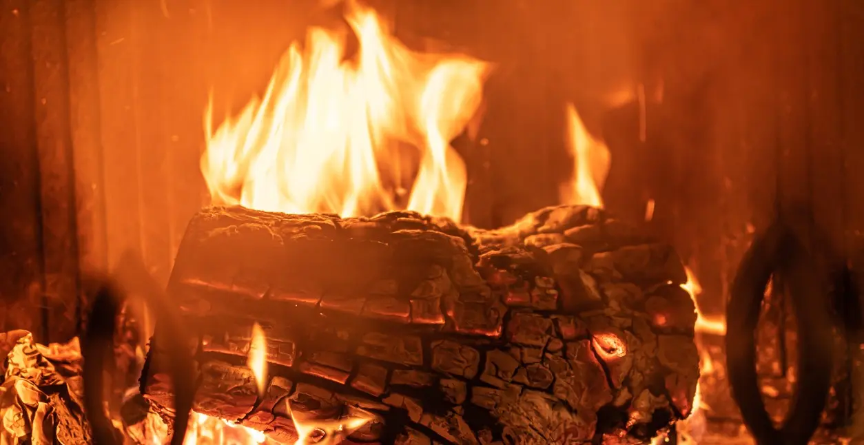 Close up of log burning