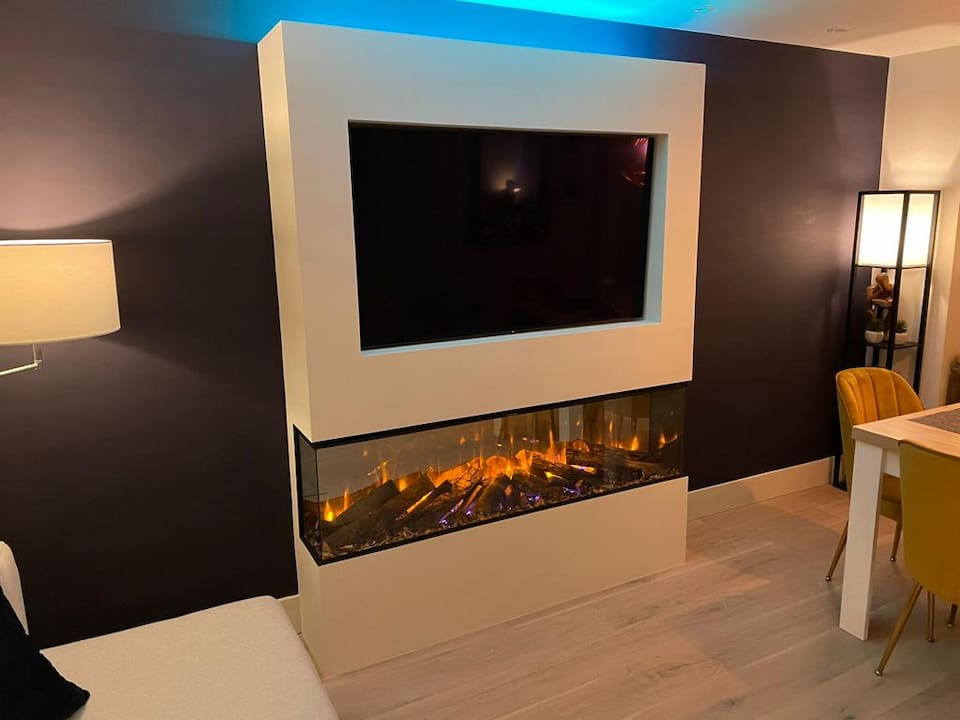Wall to Wall Media Build in chimney breast 3-sided fire