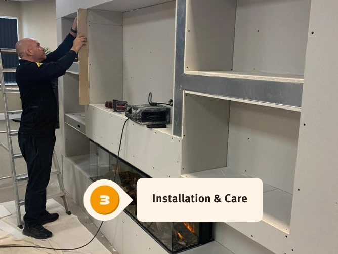 step 3 of media wall process installation