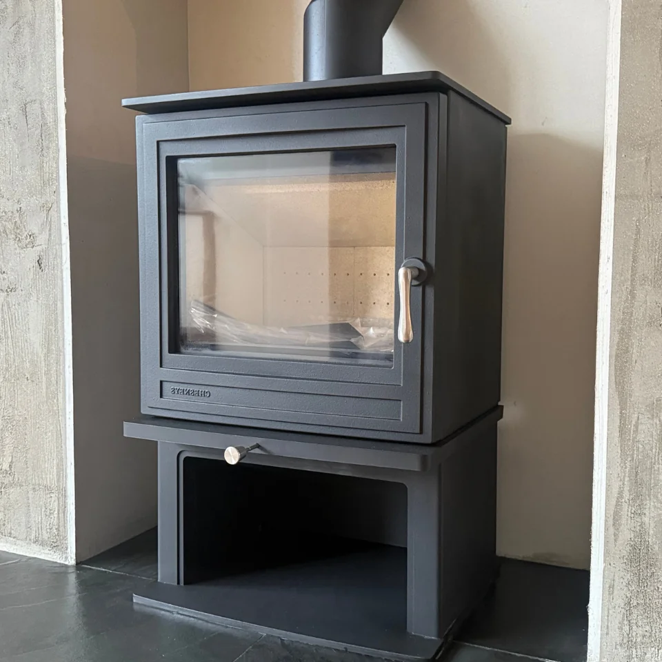 wood burner installer fitting stove - stove completed ready to decorate