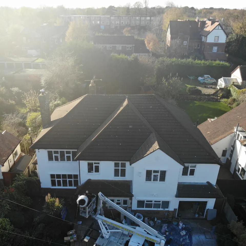 aerial shot of cherry picker