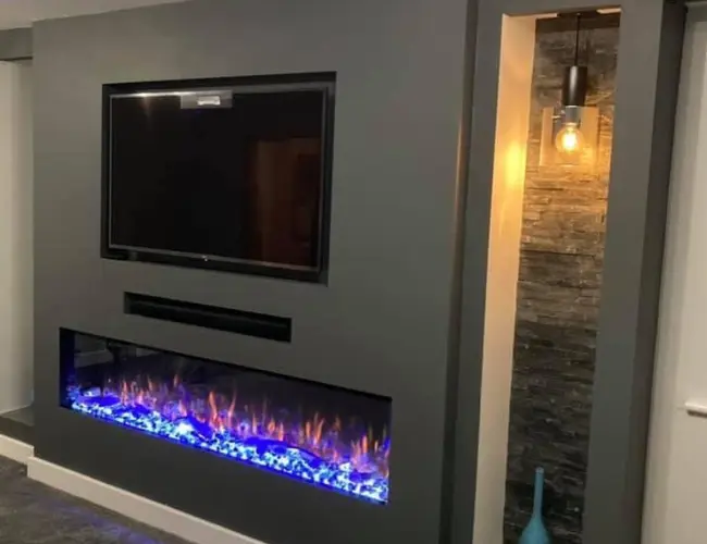 Media Wall Installation with colour flame effect