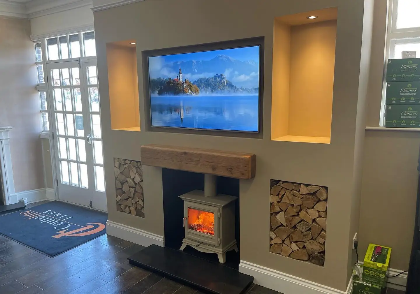 Media wall with log storage