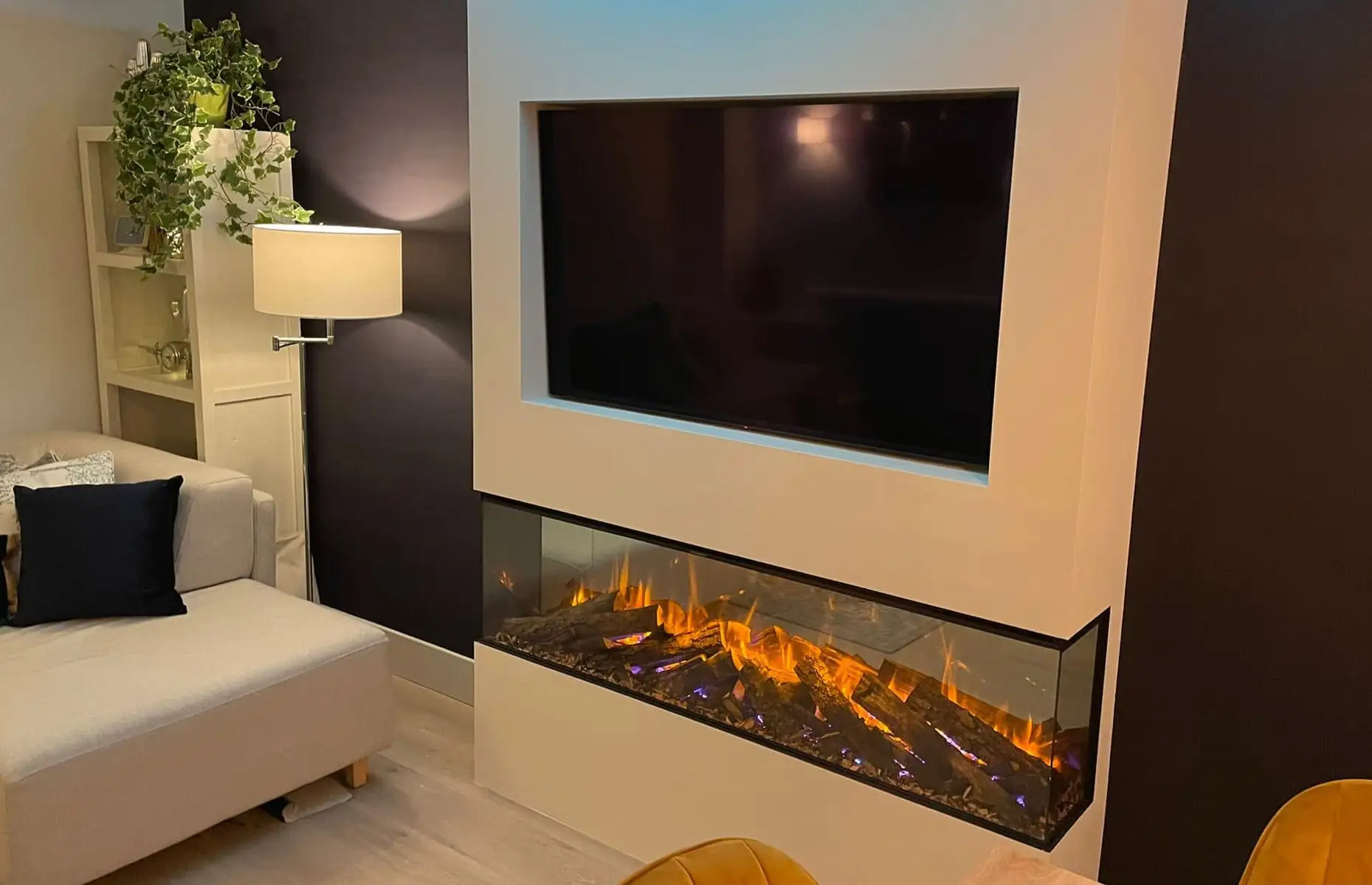 Gas fire media wall