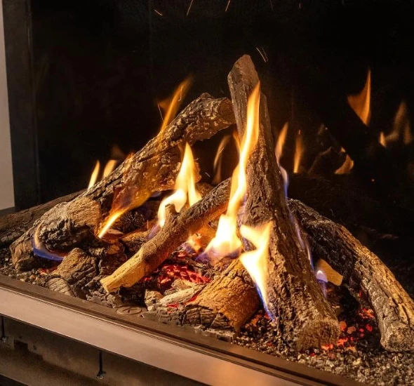 Kalfire gi105 79f gas fire nataural flames burning