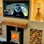 Log burner media wall