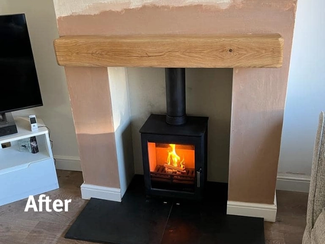 after image of stove installation showing completed product and service