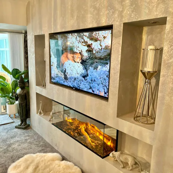 Gold venetian media wall