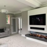 Chimney breast media wall with plinth